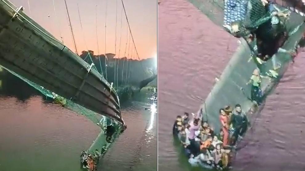 Al menos 91 muertos y 100 desaparecidos por derrumbe puente en la India