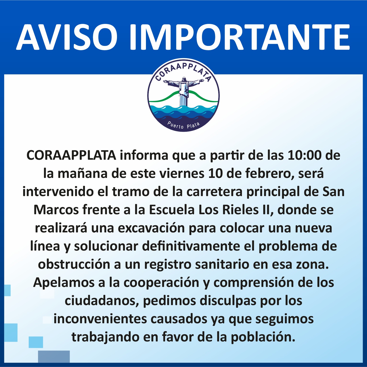 Coraapplata realizará excavación calle principal de San Marcos